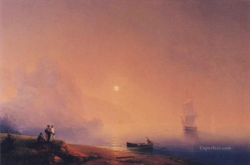  Crimea Obras - Tártaros de Crimea en la orilla del mar 1850 Romántico ruso Ivan Aivazovsky